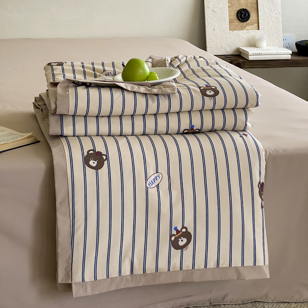 一加一 2026新款冰蚕凉感印花断角夏被夏凉被空调被四件套 开心熊