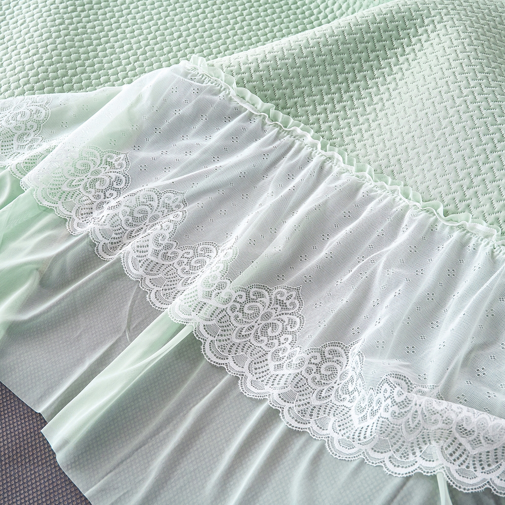 91家纺网 家纺一手货源 找家纺 青雅席业 2026新款A类凉感豆豆席凉席席子-床裙款 床裙款-飘摇-绿