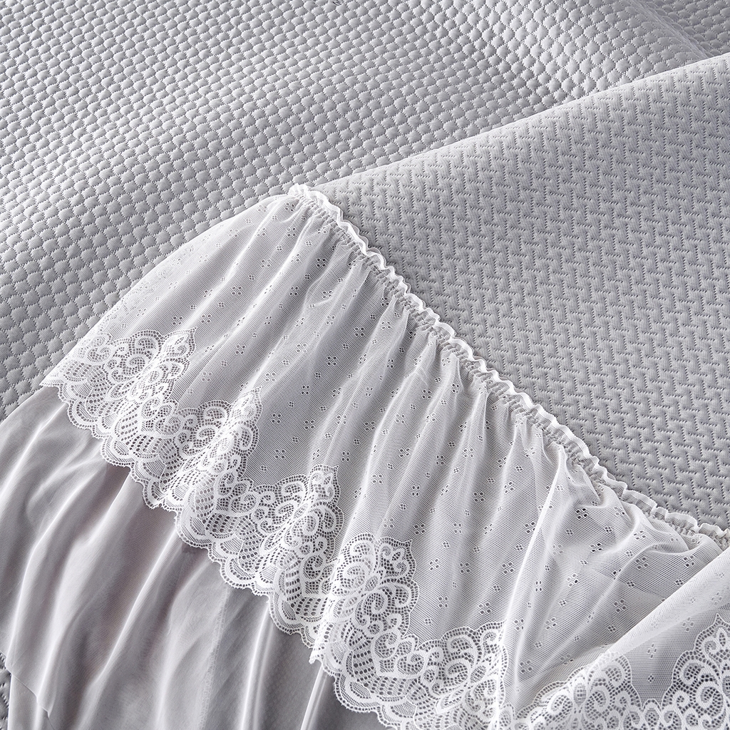 91家纺网 家纺一手货源 找家纺 青雅席业 2026新款A类凉感豆豆席凉席席子-床裙款 床裙款-飘摇-灰