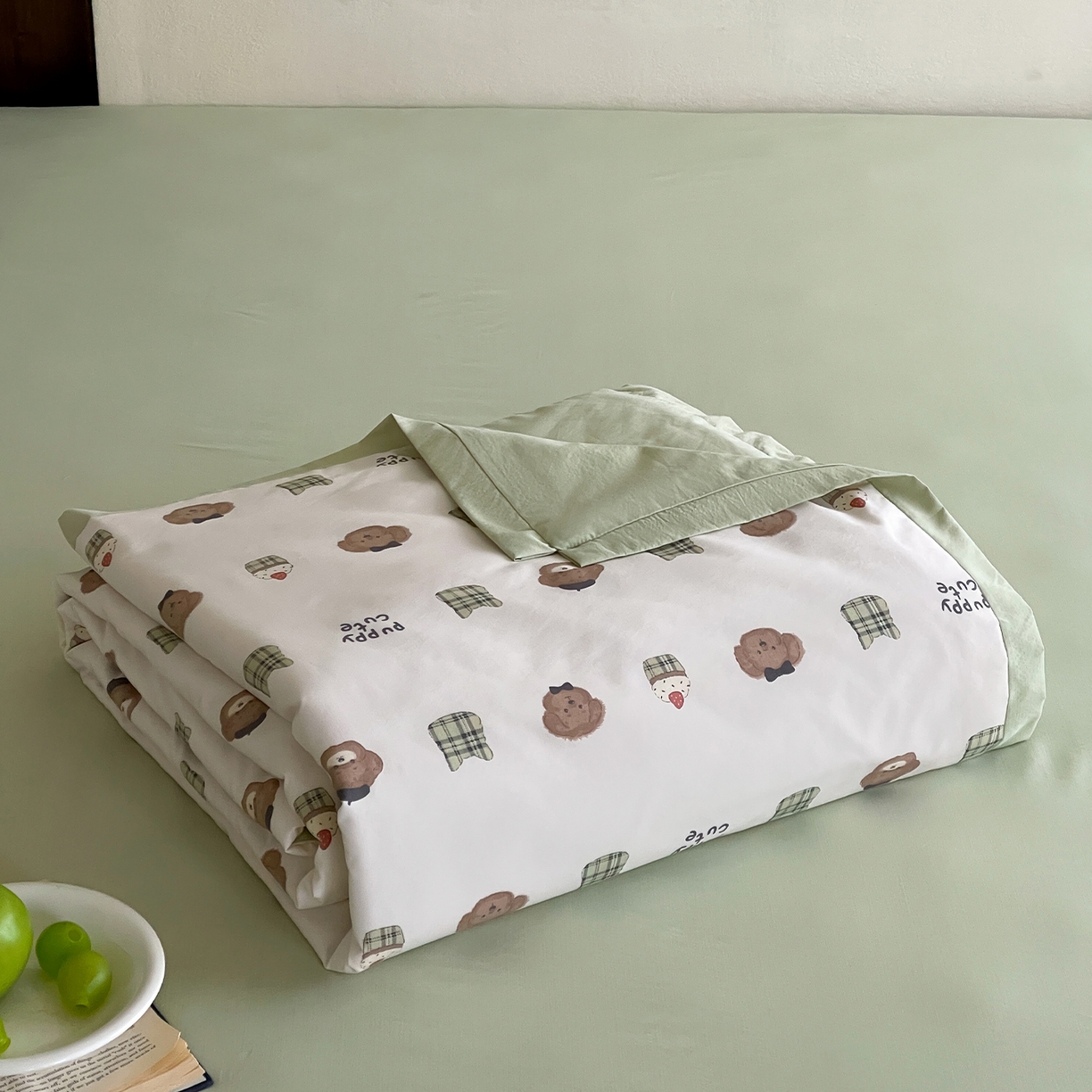 91家纺网 家纺一手货源 找家纺 一加一 2026新款冰蚕凉感印花断角夏被夏凉被空调被四件套 甜品熊