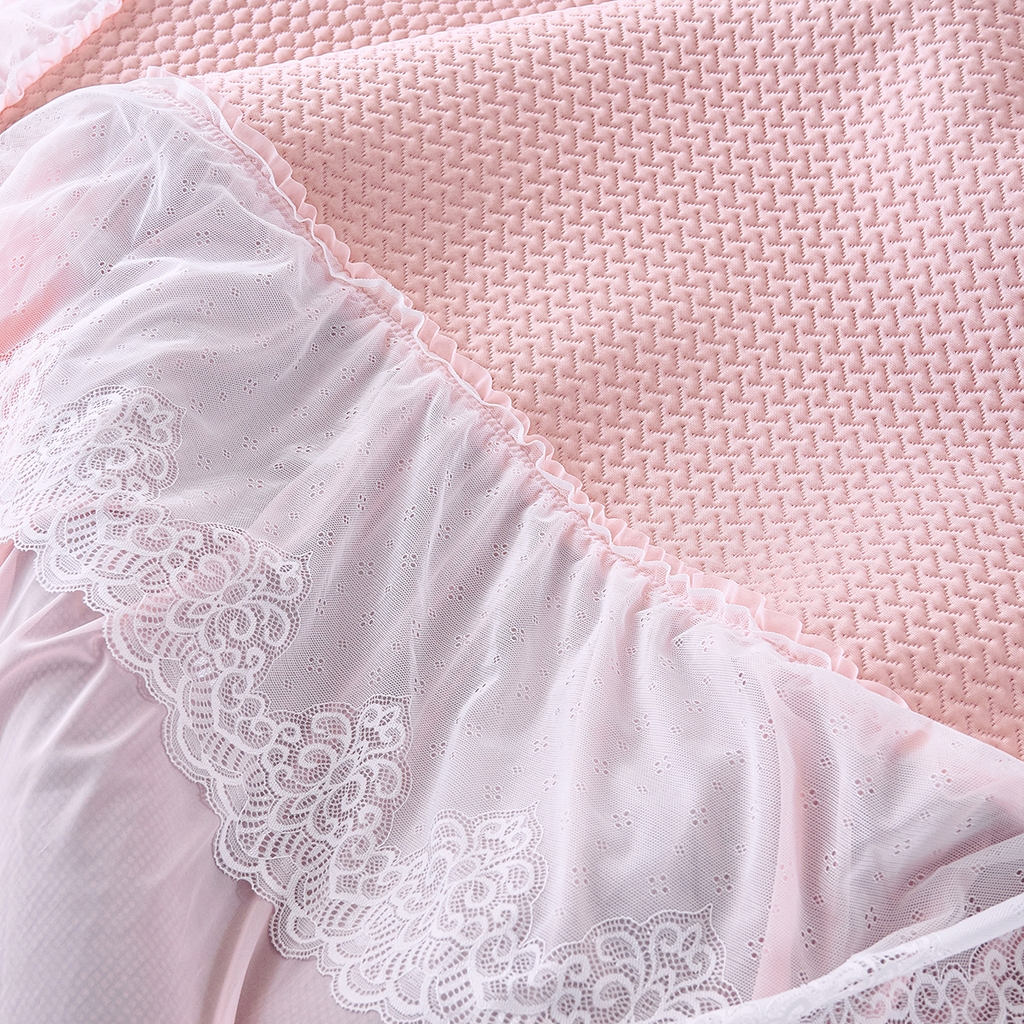 91家纺网 家纺一手货源 找家纺 青雅席业 2026新款A类凉感豆豆席凉席席子-床裙款 床裙款-飘摇-粉