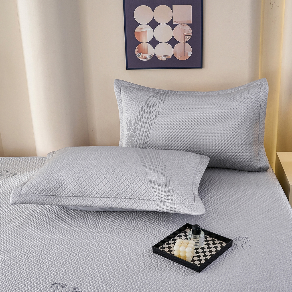 91家纺网 家纺一手货源 找家纺 青雅席业 2026新款A类凉感豆豆席凉席席子-床裙款 床裙款-飘摇-灰