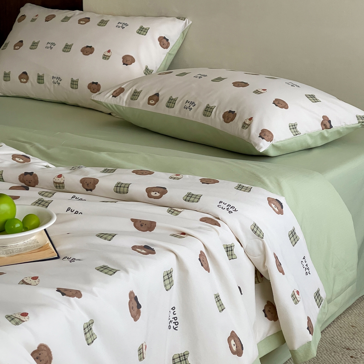 91家纺网 家纺一手货源 找家纺 一加一 2026新款冰蚕凉感印花断角夏被夏凉被空调被四件套 甜品熊