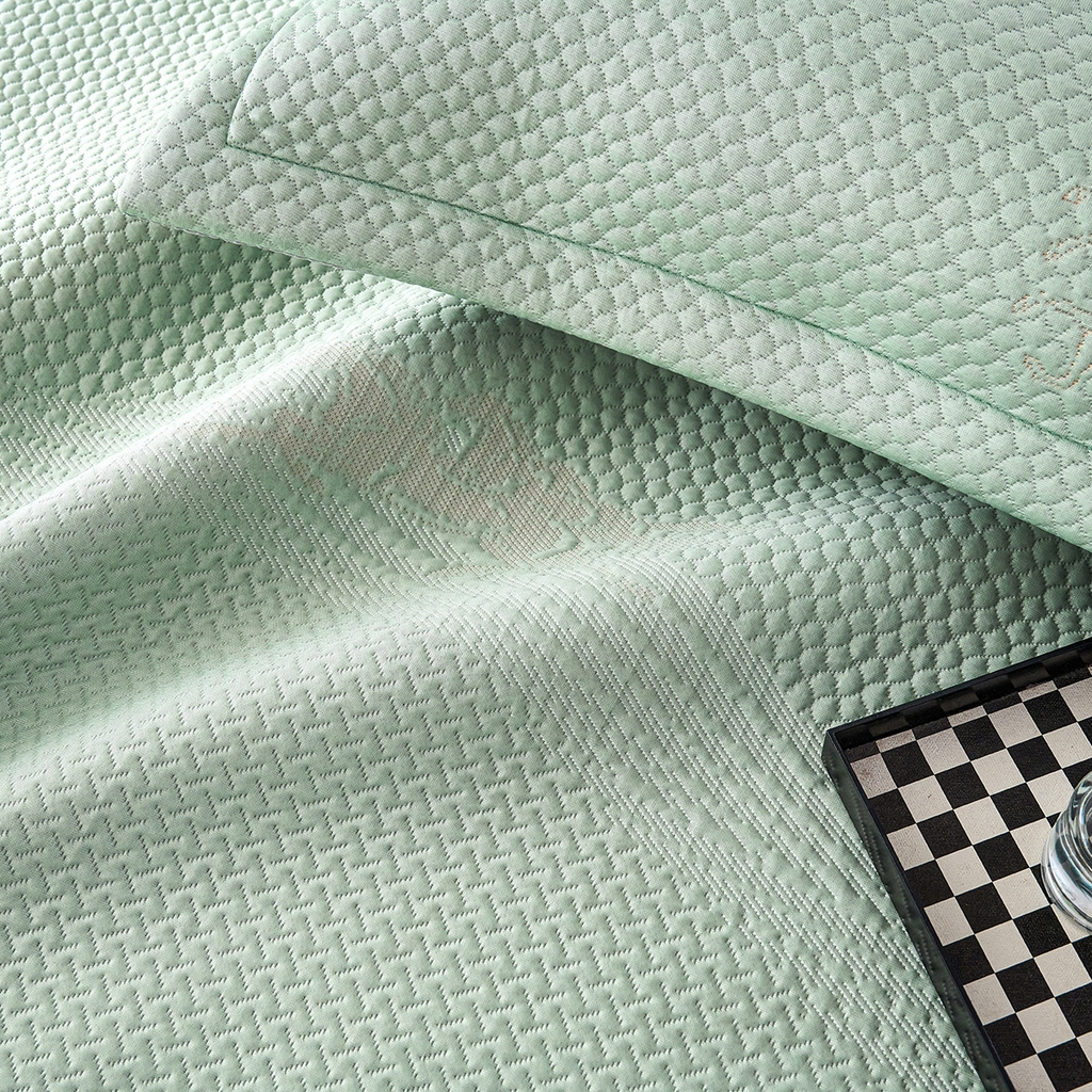 91家纺网 家纺一手货源 找家纺 青雅席业 2026新款A类凉感豆豆席凉席席子-床裙款 床裙款-飘摇-绿