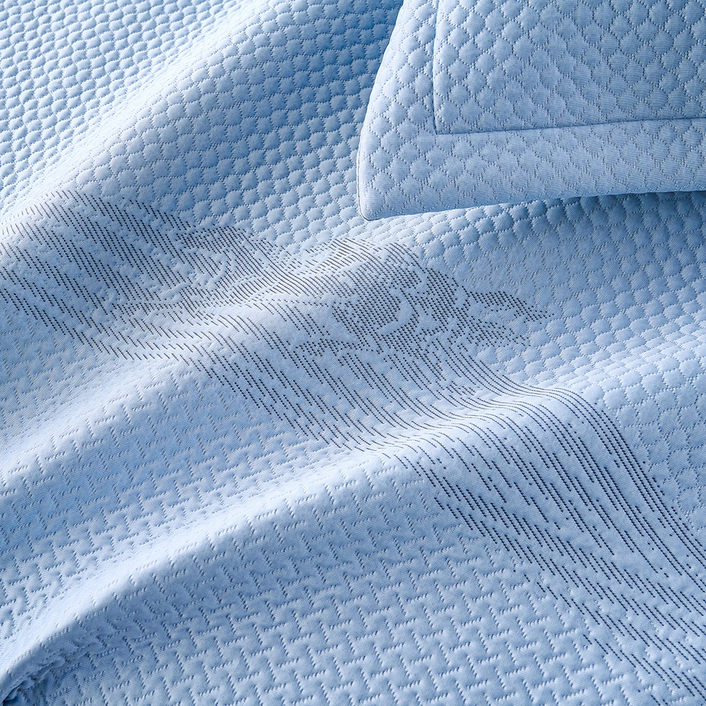 91家纺网 家纺一手货源 找家纺 青雅席业 2026新款A类凉感豆豆席凉席席子-床裙款 床裙款-飘摇-蓝