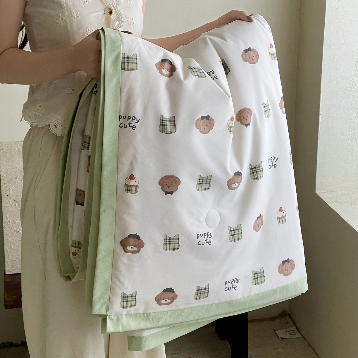 91家纺网 家纺一手货源 找家纺 一加一 2026新款冰蚕凉感印花断角夏被夏凉被空调被四件套 甜品熊