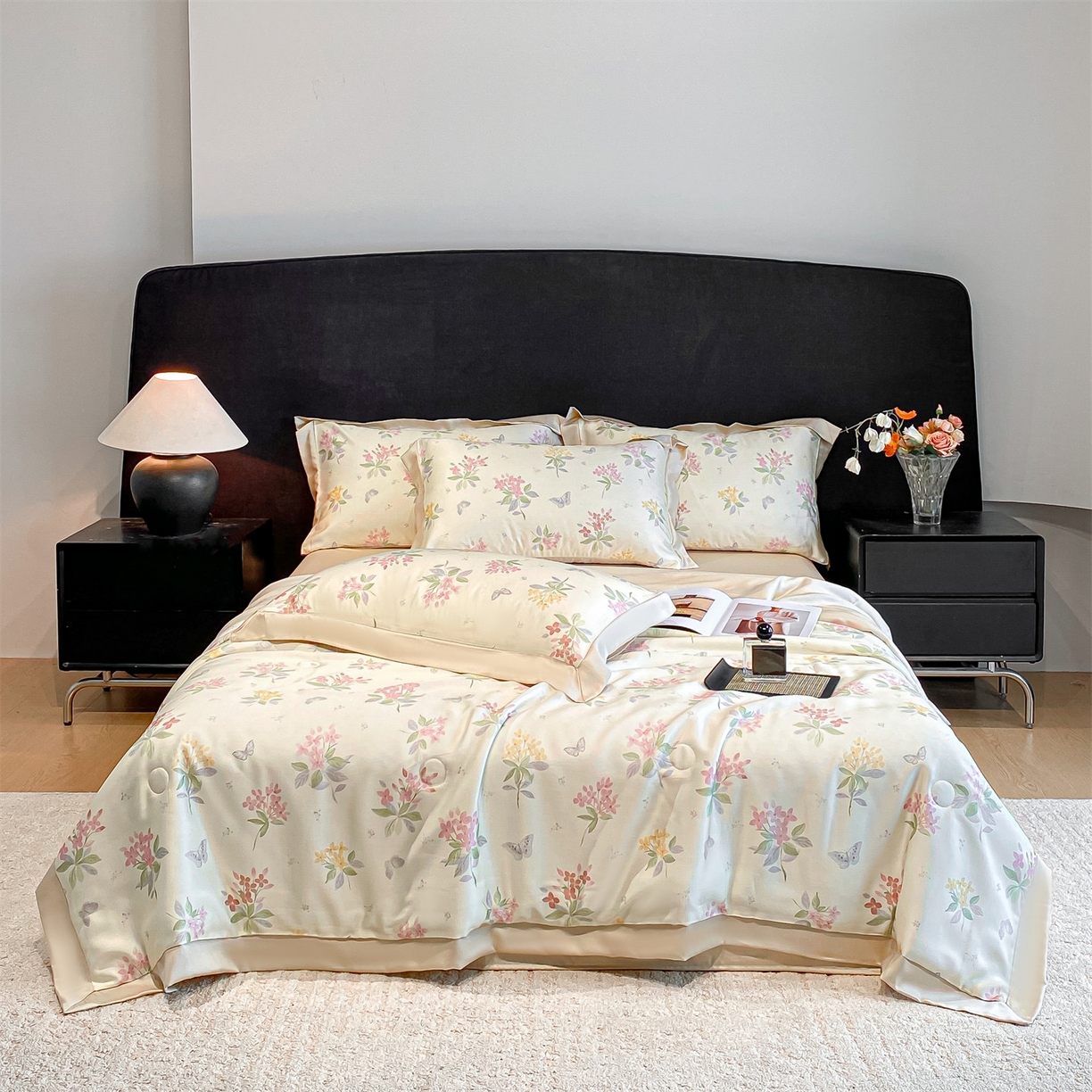 91家纺网 家纺一手货源 找家纺 （总）笙意家纺 2026A类水洗冰丝数码印花宽边夏被四件套