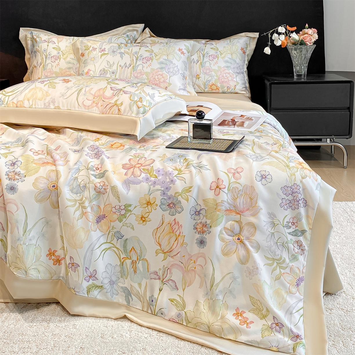 91家纺网 家纺一手货源 找家纺 （总）笙意家纺 2026A类水洗冰丝数码印花宽边夏被四件套