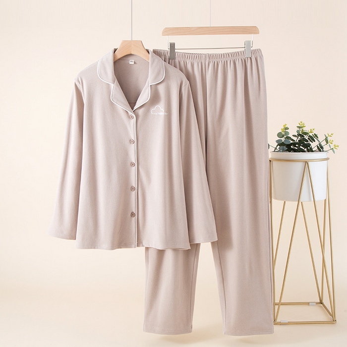 91家纺网 家纺一手货源 找家纺 （总）洛兰沙家居馆 德绒情侣睡衣春秋冬季女刺绣保暖长袖长裤宽松男家居服套装可外穿