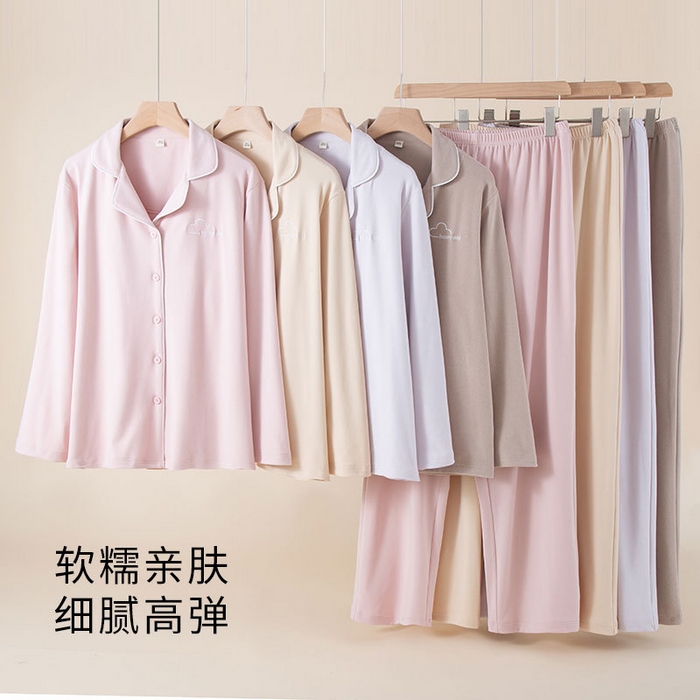 91家纺网 家纺一手货源 找家纺 （总）洛兰沙家居馆 德绒情侣睡衣春秋冬季女刺绣保暖长袖长裤宽松男家居服套装可外穿