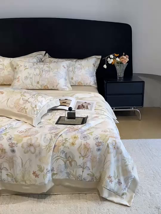 91家纺网 家纺一手货源 找家纺 （总）笙意家纺 2026A类水洗冰丝数码印花宽边夏被四件套