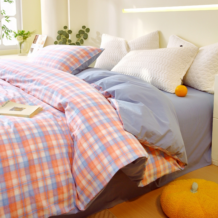 91家纺网 家纺一手货源 找家纺 （总）春皖家纺 2026新款色织AB版水洗棉三件套四件套单品系列（单被套风格一）