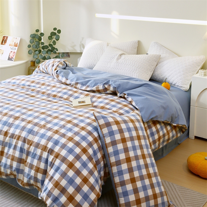 91家纺网 家纺一手货源 找家纺 （总）春皖家纺 2026新款色织AB版水洗棉三件套四件套单品系列（单被套风格一）