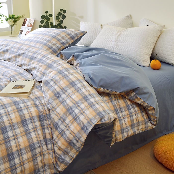 91家纺网 家纺一手货源 找家纺 （总）春皖家纺 2026新款色织AB版水洗棉三件套四件套单品系列（单被套风格一）