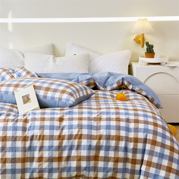 91家纺网 家纺一手货源 找家纺 （总）春皖家纺 2026新款色织AB版水洗棉三件套四件套单品系列（单被套风格一）