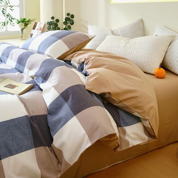 91家纺网 家纺一手货源 找家纺 （总）春皖家纺 2026新款色织AB版水洗棉三件套四件套单品系列（单被套风格一）