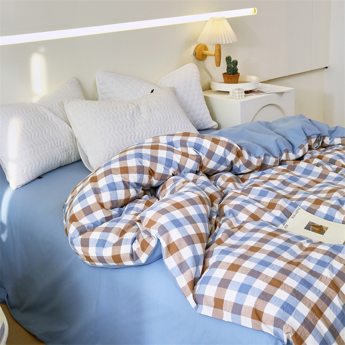 91家纺网 家纺一手货源 找家纺 （总）春皖家纺 2026新款色织AB版水洗棉三件套四件套单品系列（单被套风格一）