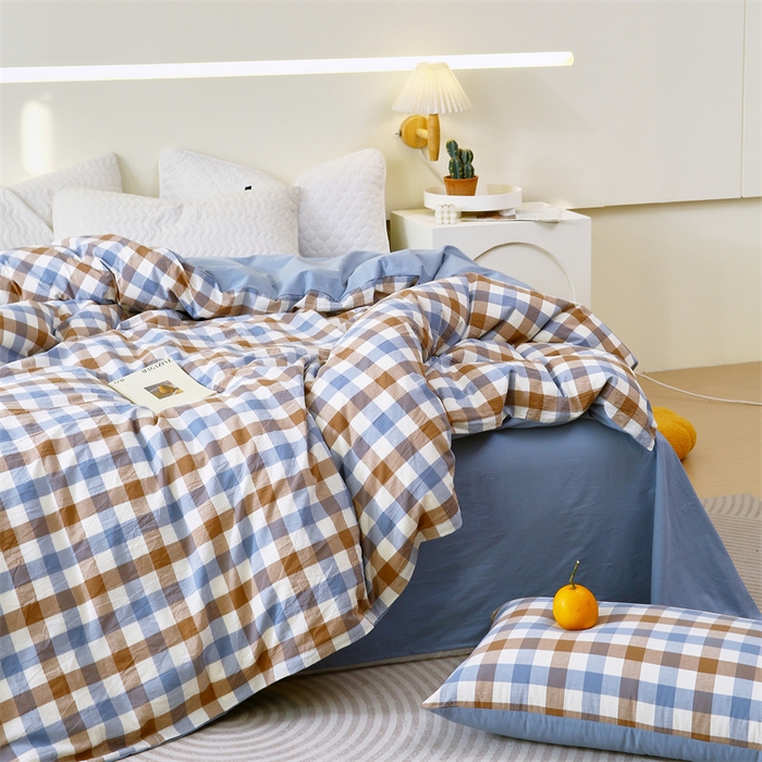 91家纺网 家纺一手货源 找家纺 （总）春皖家纺 2026新款色织AB版水洗棉三件套四件套单品系列（单被套风格一）