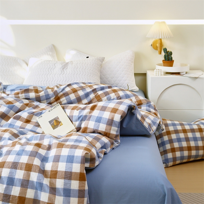 91家纺网 家纺一手货源 找家纺 （总）春皖家纺 2026新款色织AB版水洗棉三件套四件套单品系列（单被套风格一）