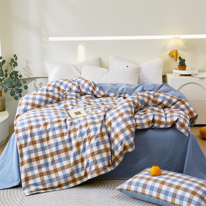 91家纺网 家纺一手货源 找家纺 （总）春皖家纺 2026新款色织AB版水洗棉三件套四件套单品系列（单被套风格一）