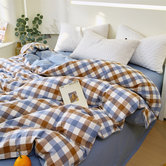 91家纺网 家纺一手货源 找家纺 （总）春皖家纺 2026新款色织AB版水洗棉三件套四件套单品系列（单被套风格一）