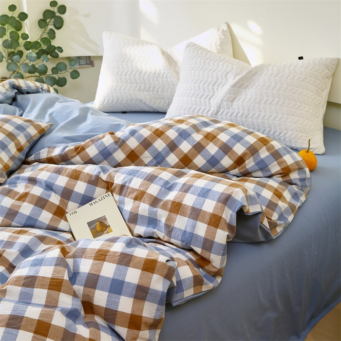 91家纺网 家纺一手货源 找家纺 （总）春皖家纺 2026新款色织AB版水洗棉三件套四件套单品系列（单被套风格一）