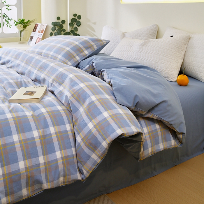 91家纺网 家纺一手货源 找家纺 （总）春皖家纺 2026新款色织AB版水洗棉三件套四件套单品系列（单被套风格一）