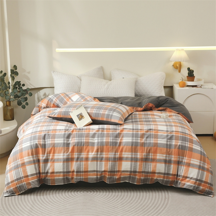 91家纺网 家纺一手货源 找家纺 春皖家纺 2026新款色织AB版水洗棉三件套四件套单品系列（单被套风格一） 素雅-莱恩