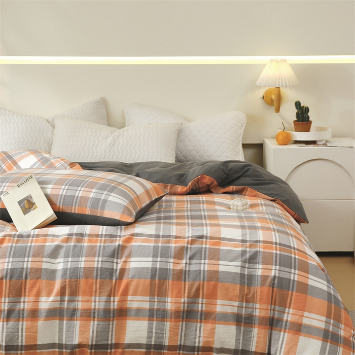 91家纺网 家纺一手货源 找家纺 春皖家纺 2026新款色织AB版水洗棉三件套四件套单品系列（单被套风格一） 素雅-莱恩