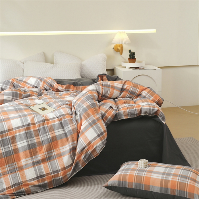 91家纺网 家纺一手货源 找家纺 春皖家纺 2026新款色织AB版水洗棉三件套四件套单品系列（单被套风格一） 素雅-莱恩