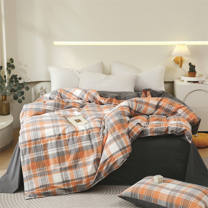 91家纺网 家纺一手货源 找家纺 春皖家纺 2026新款色织AB版水洗棉三件套四件套单品系列（单被套风格一） 素雅-莱恩