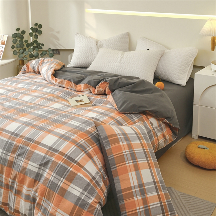 91家纺网 家纺一手货源 找家纺 春皖家纺 2026新款色织AB版水洗棉三件套四件套单品系列（单被套风格一） 素雅-莱恩