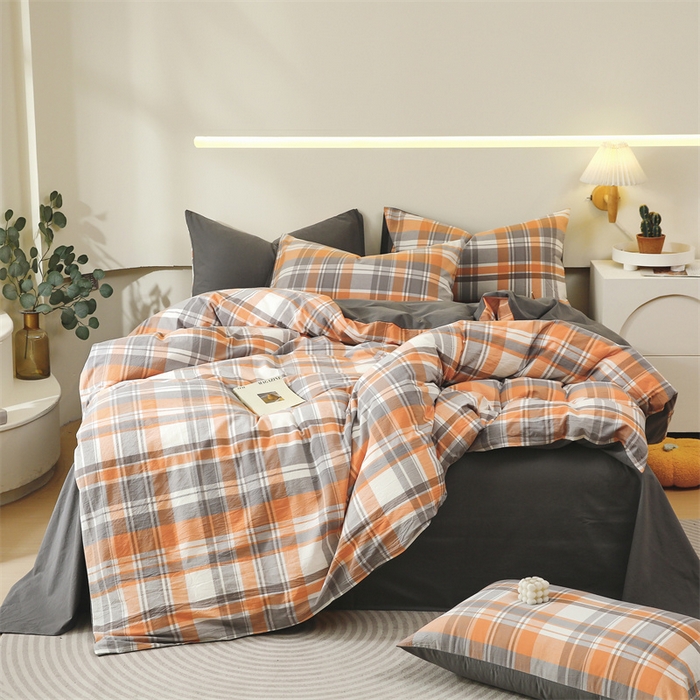 91家纺网 家纺一手货源 找家纺 春皖家纺 2026新款色织AB版水洗棉三件套四件套单品系列（单被套风格一） 素雅-莱恩