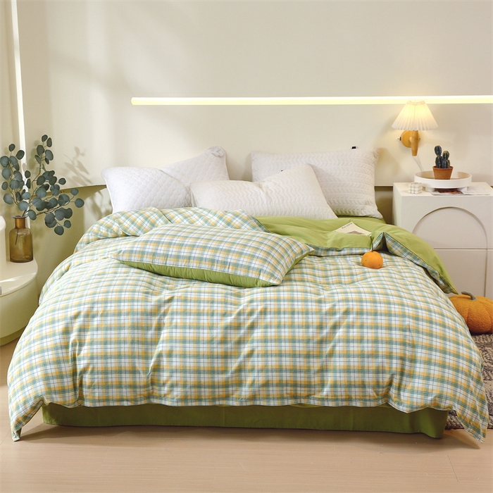 91家纺网 家纺一手货源 找家纺 春皖家纺 2026新款色织AB版水洗棉三件套四件套单品系列（单被套风格一） 栗木-芒格