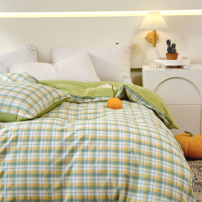 91家纺网 家纺一手货源 找家纺 春皖家纺 2026新款色织AB版水洗棉三件套四件套单品系列（单被套风格一） 栗木-芒格