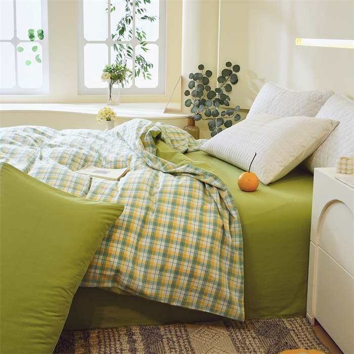 91家纺网 家纺一手货源 找家纺 春皖家纺 2026新款色织AB版水洗棉三件套四件套单品系列（单被套风格一） 栗木-芒格