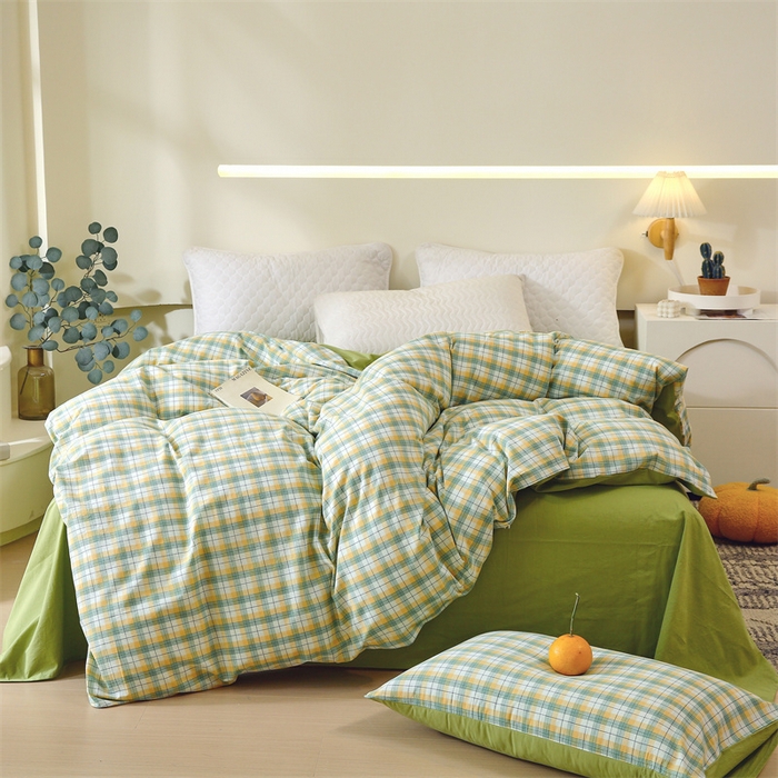 91家纺网 家纺一手货源 找家纺 春皖家纺 2026新款色织AB版水洗棉三件套四件套单品系列（单被套风格一） 栗木-芒格