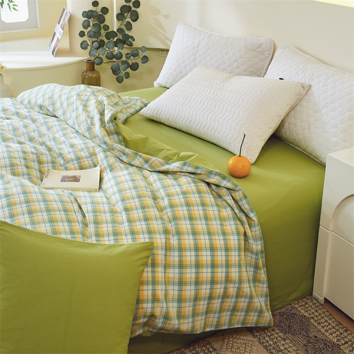 91家纺网 家纺一手货源 找家纺 春皖家纺 2026新款色织AB版水洗棉三件套四件套单品系列（单被套风格一） 栗木-芒格