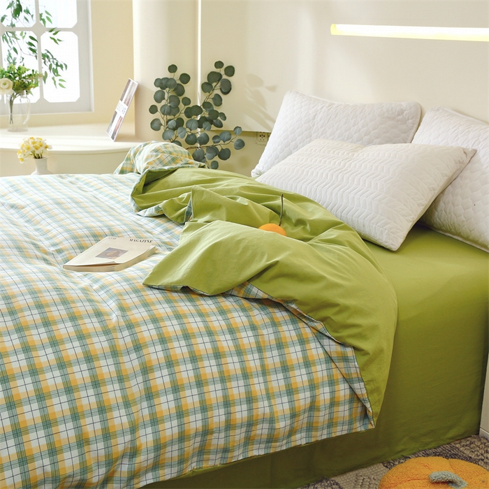 91家纺网 家纺一手货源 找家纺 春皖家纺 2026新款色织AB版水洗棉三件套四件套单品系列（单被套风格一） 栗木-芒格