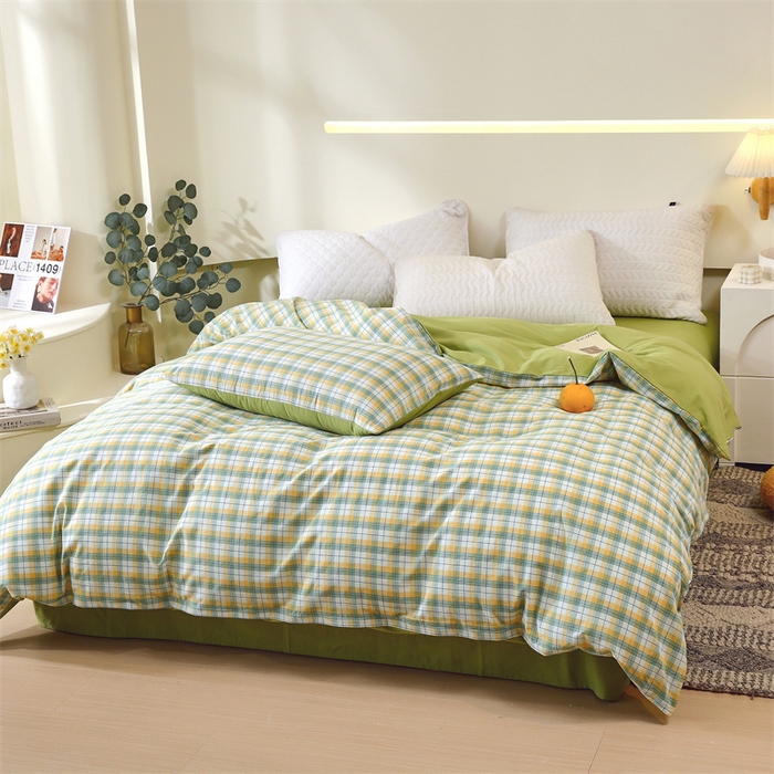 91家纺网 家纺一手货源 找家纺 春皖家纺 2026新款色织AB版水洗棉三件套四件套单品系列（单被套风格一） 栗木-芒格