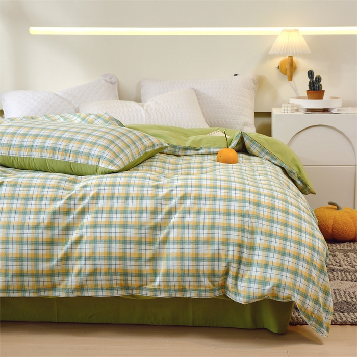 91家纺网 家纺一手货源 找家纺 春皖家纺 2026新款色织AB版水洗棉三件套四件套单品系列（单被套风格一） 栗木-芒格