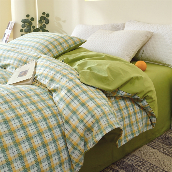 91家纺网 家纺一手货源 找家纺 春皖家纺 2026新款色织AB版水洗棉三件套四件套单品系列（单被套风格一） 栗木-芒格