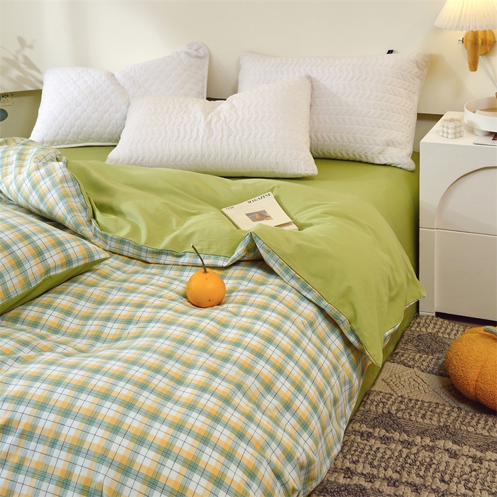 91家纺网 家纺一手货源 找家纺 春皖家纺 2026新款色织AB版水洗棉三件套四件套单品系列（单被套风格一） 栗木-芒格