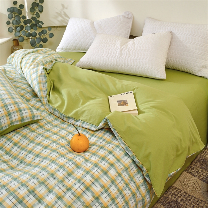 91家纺网 家纺一手货源 找家纺 春皖家纺 2026新款色织AB版水洗棉三件套四件套单品系列（单被套风格一） 栗木-芒格