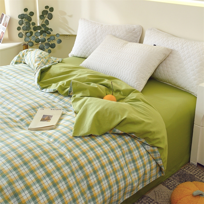 91家纺网 家纺一手货源 找家纺 春皖家纺 2026新款色织AB版水洗棉三件套四件套单品系列（单被套风格一） 栗木-芒格