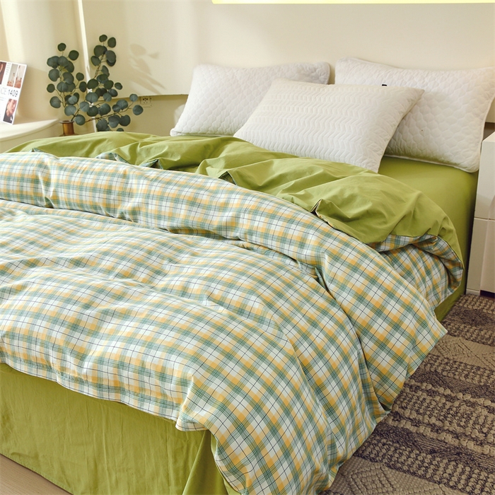 91家纺网 家纺一手货源 找家纺 春皖家纺 2026新款色织AB版水洗棉三件套四件套单品系列（单被套风格一） 栗木-芒格