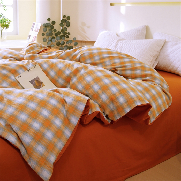 91家纺网 家纺一手货源 找家纺 春皖家纺 2026新款色织AB版水洗棉三件套四件套单品系列（单被套风格一） 素雅-沐夏