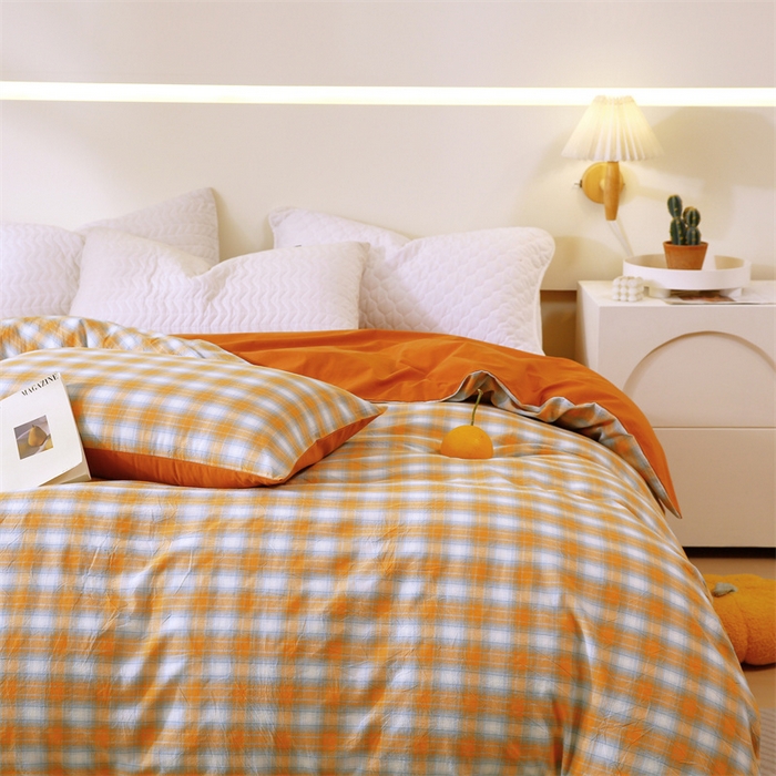 91家纺网 家纺一手货源 找家纺 春皖家纺 2026新款色织AB版水洗棉三件套四件套单品系列（单被套风格一） 素雅-沐夏