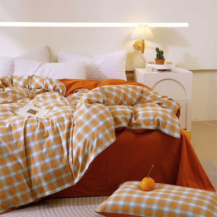 91家纺网 家纺一手货源 找家纺 春皖家纺 2026新款色织AB版水洗棉三件套四件套单品系列（单被套风格一） 素雅-沐夏