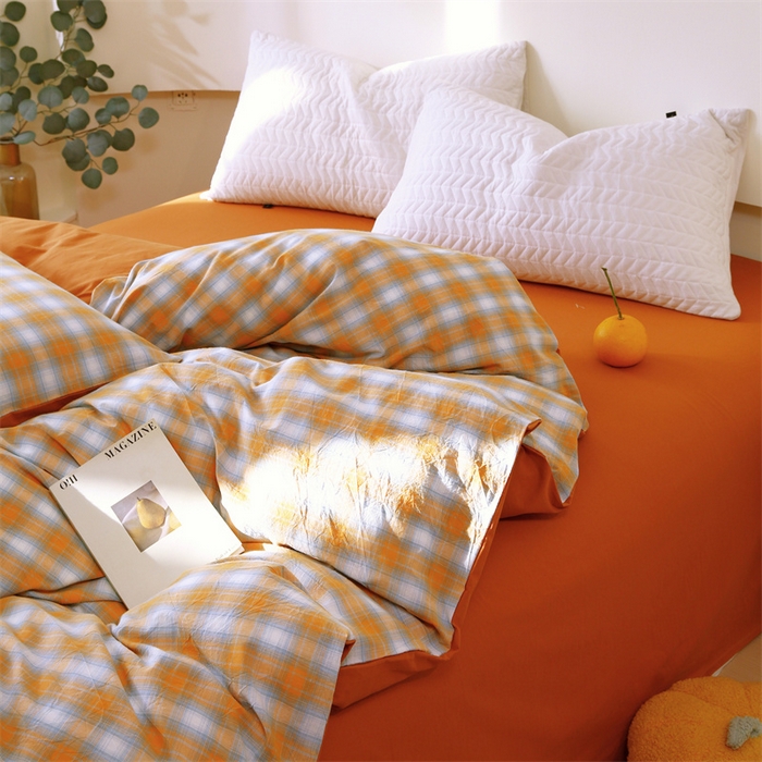 91家纺网 家纺一手货源 找家纺 春皖家纺 2026新款色织AB版水洗棉三件套四件套单品系列（单被套风格一） 素雅-沐夏